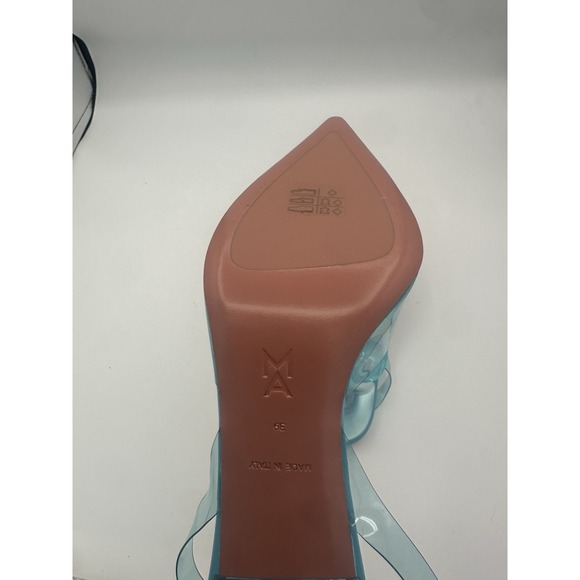 Amina Muaddi Begum Glass Sling 70 Transparent Pvc  Sky Blue Size 39 - Picture 6 of 14